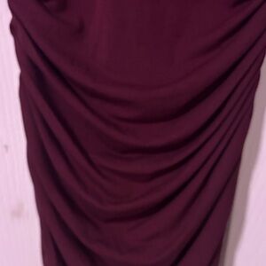 Club Monaco..Plum Long Sleeve Scoop Neck Ruched Midi Dress… NWOT